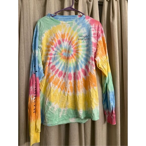 simply Southern long sleeves, tie-dye T-shirt, size large - Picture 1 of 5